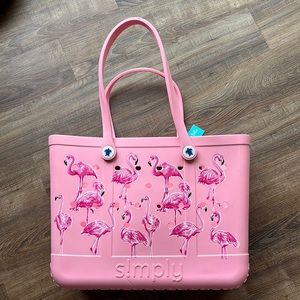 Simply Southern pink flamingo tote